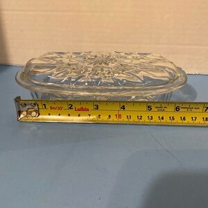 Clear Cut Star Bubble Oval Butter Dish with Matching Lid 6” x 2” no chips